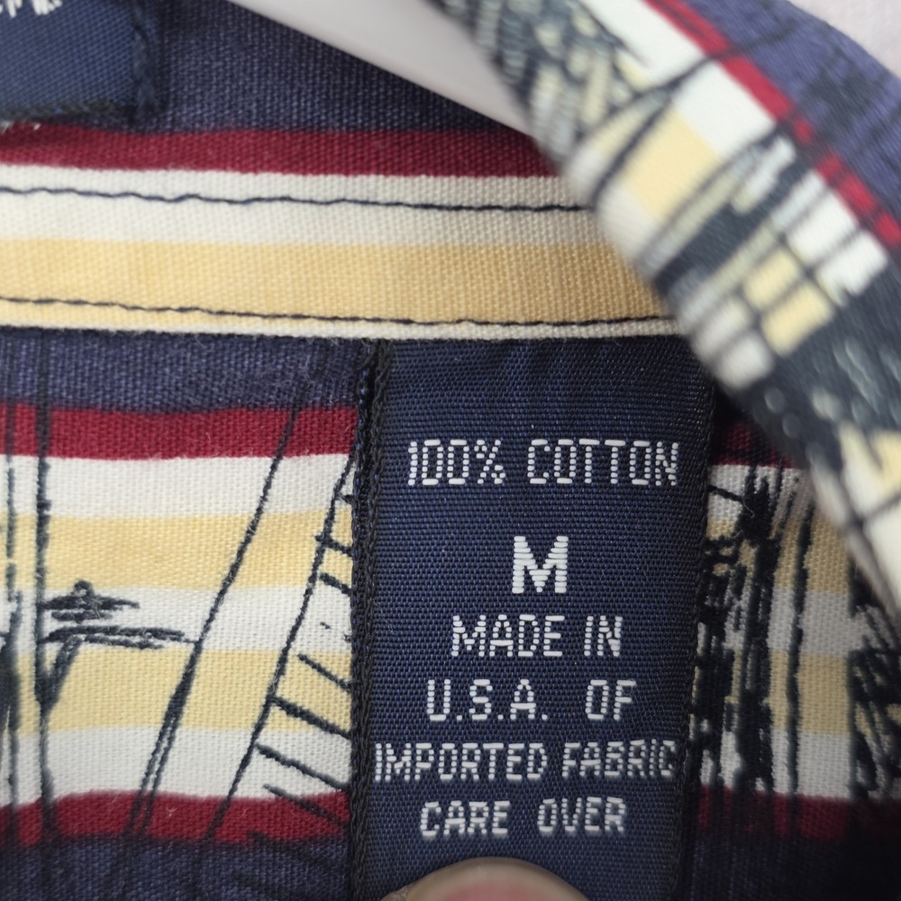 Vintage Hawaiian Shirt Salty Dog Gant M Striped Nautical Sailboat Imperial USA - Picture 4 of 9